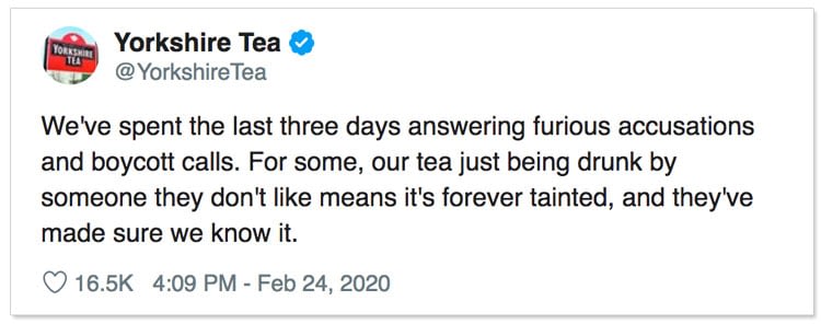 We've spent the last three days answering furious accusations and boycott calls. For some, our tea just being drunk by someone they don't like means it's forever tainted, and they've made sure we know it.